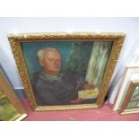 W.F. Briggs, Portrait Study of a Gentleman Holding Painting, oil on board, signed and dated '49,