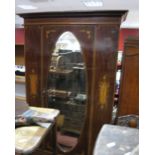 Edwardian Inlaid Mahogany Wardrobe, with inlaid door and floral decoration, oval shaped mirror base,