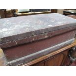 XIX Century Painted Tool Box, with hinged lid, on plinth base.