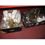 Roslyn China Tea Service, Delphine china tea service, pressed glass wall plaques, box of carpet