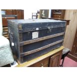 A Metal Bound Hessian Covered Travelling Trunk.