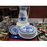 Five Susie Cooper Plates, with deer backstamp, Booths broads pattern wash jug, other pottery.