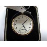 An 18ct Gold Cased Slim Openface Pocketwatch, the dial with Arabic numerals and seconds subsidiary