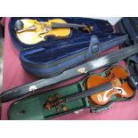 German Violin, (cased) with label "Manufactured in Dresden Imitation of Antonio Stradivarius";