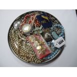 Assorted Costume Jewellery, including beads, brooches, clip earring fittings, etc.