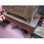 A Mid XIX Century Mahogany Pembroke Table, with drop leaves, trefoil base, scroll feet.