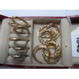 A Collection of Assorted Hoop Earrings, all stamped "375".
