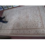 Beige Wool Rug, with all-over floral decoration, 160 x 240cm.