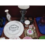 K & Co Tongue Dish, Chinese waisted vase, trinket boxes, etc:- One Tray