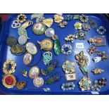 Assorted Costume Brooches:- One Tray