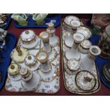 Two Noritake Dressing Table Sets, each painted with pink roses within scrolled and gilt