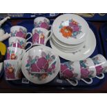 A Royal Tuscan 'Aurora' China Tea Service, comprising ten cups, eleven saucers, eleven side plates