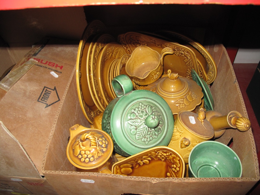 A Quantity of Royal Worcester Crown Dinnerware, in green and mustard; together with a Studio Concept