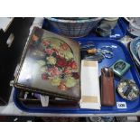 Scissors, cottons, needlework items, etc:- One Tray