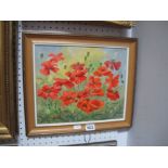Mary Pratt (Sheffield Artist), Poppies, oil on board, signed lower right, 24.5 x 29.5cm; D.A.