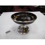 A Hallmarked Silver Mounted Tortoiseshell Pedestal Dish, (makers mark rubbed) London 1919, 10cm