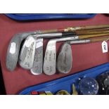 Golf - Four Hickory Shafted Clubs, to include G.E Shaw putter, Henderson Niblick, Gibson of Kinghorn