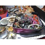 A Quantity of Costume Jewellery, Kigu, Stratton, and other compacts:- One Tray