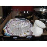A Studio Glass Model Dolphin, length 35cm, lead crystal bowl, jug, pottery shallow twin