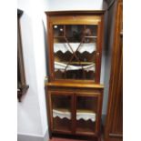 An Early XX Century and Later Freestanding Corner Cupboard, with astragal glazed upper door over