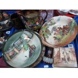 Doulton Stoneware Vase, 9cm high, plates, dish, New Hall Dickens box, copper lustre jugs et:- One