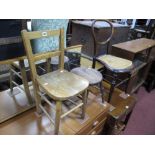 A Child's Chair, a bedroom chair with caned seat and a XIX Century milking stool. (3)