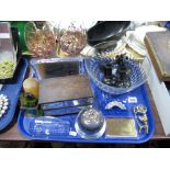Hong Kong Engineers Memorabilia, paperweight, goblets, ebony trinkets, etc:- One Tray