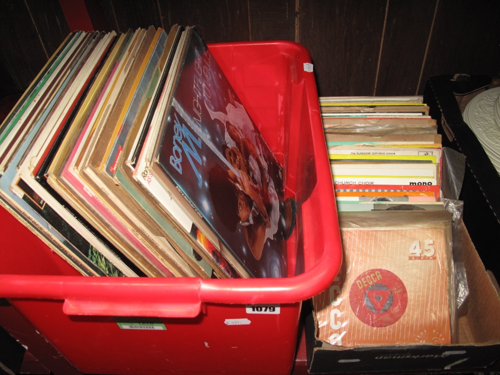 A Quantity of LP's, EP's, and 7" Singles - Boney M, Armstrong, Classical, MOR, etc:- Two Boxes