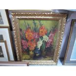 Arundel (J), Still Life, oil on board, signed lower right (crazing), the reverse featuring a view of
