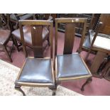 A Set of Six Splat Back Dining Chairs, with drop in seats on cabriole legs.