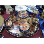 A Noritake Dressing Table Set, decorated with a dessert oasis scene and highlighted with a gilt