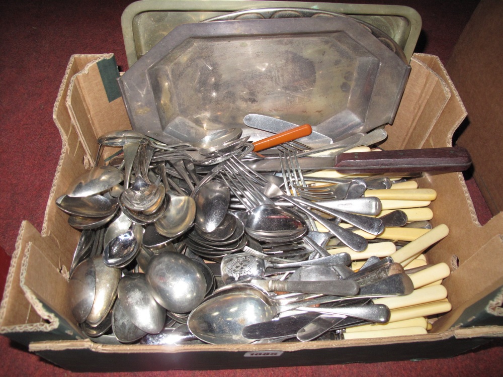 Cutlery, table knives, forks, teaspoons, trays etc:- One Box