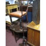 Edwardian Mahogany Inlaid Octagonal Shaped Table, with undershelf; XIX Century pole stand and XIX