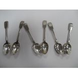 A Set of Six Hallmarked Silver Fiddle Pattern Teaspoons, William Eaton, London 1833. (6)