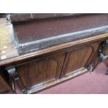 A XIX Century Mahogany Cabinet, with moulded edge, two panelled cupboard doors, on plinth base.