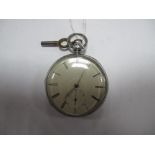 A Hallmarked Silver Cased Openface Pocketwatch, the dial with Roman numerals and seconds