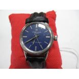 Favre-Leuba Geneva; A Vintage Gent''s Twin Power Wristwatch, the signed blue dial with baton markers