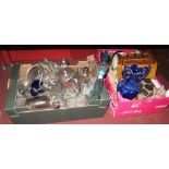 Pressed Glass, comport, decanter, glassware, jewellery box etc:- Two Boxes