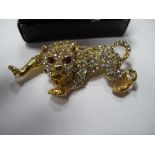 A Diamanté Big Cat Brooch, with red inset eyes.