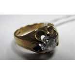 A 9ct Gold Single Stone Gent's Dress Ring, of Victorian style, claw set.