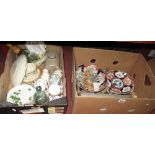 Cutlery, imari, pottery, foot warmer, etc:- Two Boxes.