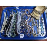 Vintage and Other Bead Necklaces, bracelets:- One Tray