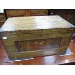 A XIX Century Mahogany Box, the hinged lid with parquetry borders over recessed panels, inlaid