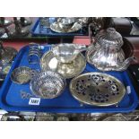 A Decorative Hallmarked Silver Dish, of allover pierced design, with tapering scroll side handles (