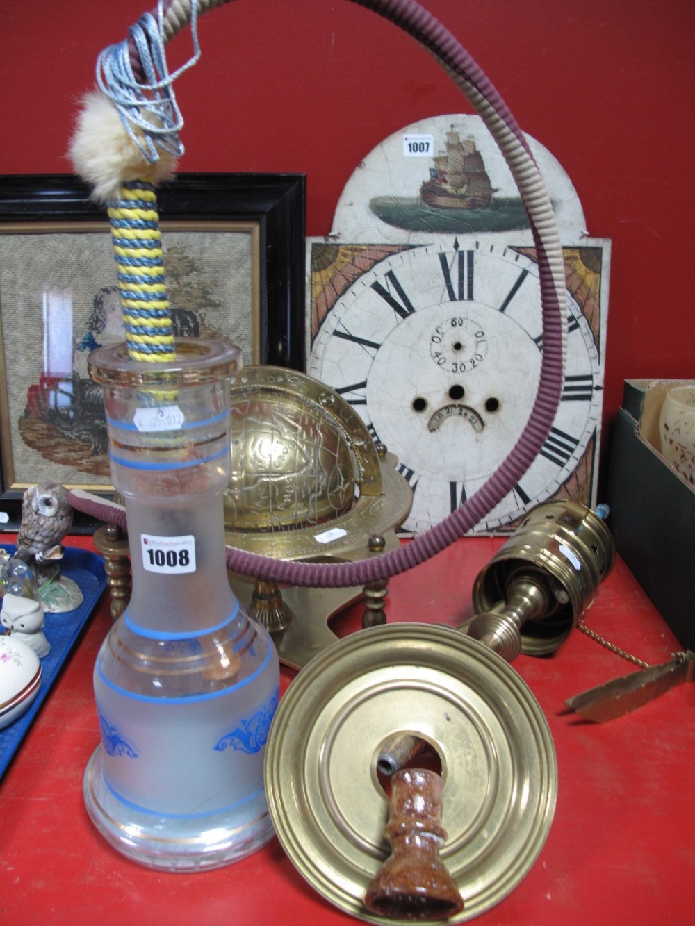 Hookh Pipe, brass globe on stand.