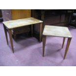 Russell of Broadway Walnut Part Nest of Tables, with rectangular and square top and tapering legs.