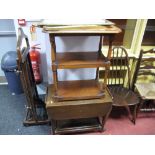 An Oak Trolley; together with a two tier table. (2)