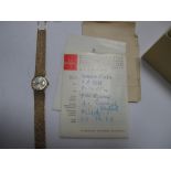 Omega; A 9ct Gold Cased Ladies Wristwatch, the signed dial with baton markers, within plain case, to