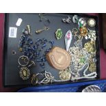 Assorted Costume Jewellery, including brooches, beads, rings, etc.