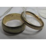 Two 9ct Gold Plain Wedding Bands. (2)